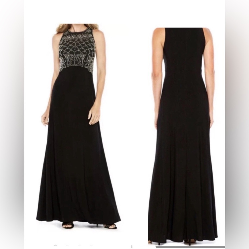 Jackie Jon Beaded Bodice Evening Gown Dress Sz 16